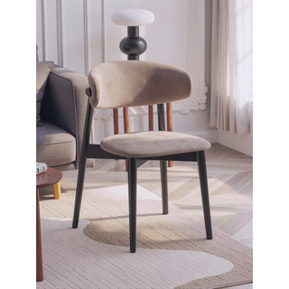 Sunvega Natural and Black Finish Dining Chair with Wooden Turn Legs
