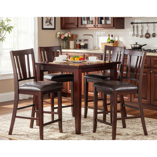 Sunvega Contemporary Brown Faux Leather Cushion Counter Height Chairs for Dining Room