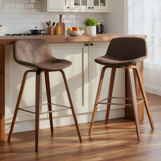 Sunvega Mid Century Modern Bentwood Counter Bar Height Stool Set of 2