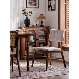 Sunvega Scandinavian Style Dusty Mauve Corduroy Padded Side Chair Set of 2