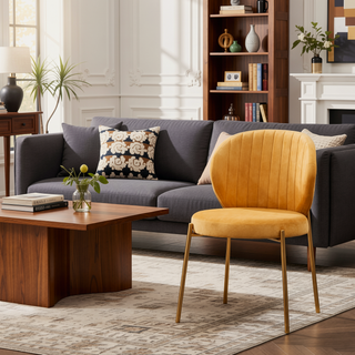 Sunvega Contemporary Velvet Upholstered Dining Chairs with Gold Metal Frame, Set of 2