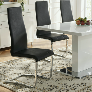 Sunvega High Back Side Chairs with Leatherette Upholstery and Chrome Legs Set of 4