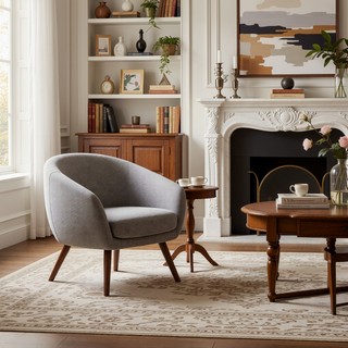 Sunvega Contemporary Accent Lounge Chair with Walnut Wood Legs and Padded Seat