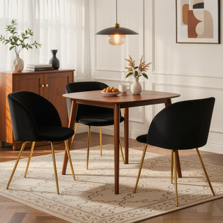 Sunvega Fran Contemporary Dining Chairs with Velvet Upholstery and Gold Metal Legs