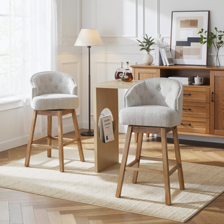 Sunvega 360 Swivel Upholstered Counter Stools Set of 2 with Backrest and Footrest