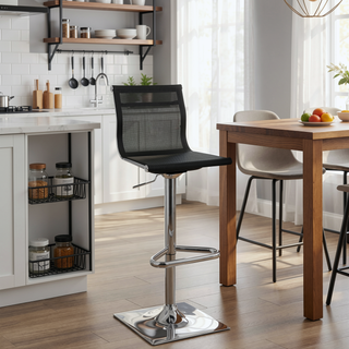 Sunvega Mirage Contemporary Adjustable Swivel Barstool with Mesh Seat and Chrome Base