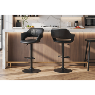 Sunvega Adjustable Hydraulic Lift Swivel Bar Stool with Black Metal Base