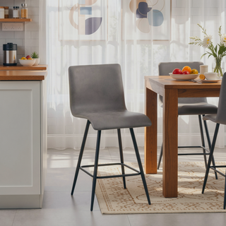 Sunvega 25" Swivel Counter Stool with Faux Leather Upholstery and Black Metal Base