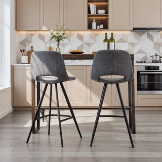 Sunvega Porth Fabric Kitchen Counter Height Stools Set of 2 with Plush Upholstery