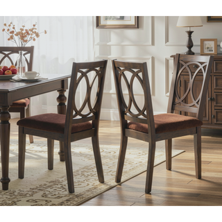 Sunvega Classic Transitional Style Espresso Finish Wood Frame Brown Seat Upholstery Dining Chairs
