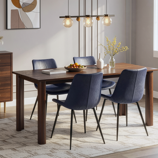 Sunvega Durango Industrial Dining Chair with Vintage Blue Faux Leather and Black Metal Legs