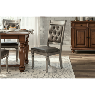 Sunvega Traditional Tufted Upholstered Dining Chairs Set of 2 with Silver Finish