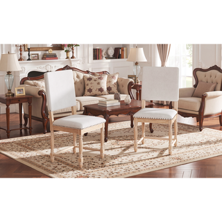 Sunvega Vintage Traditional Upholstered Dining Bench with 6 Solid Wood Legs Natural