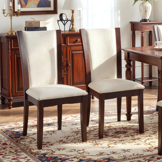 Sunvega Contemporary Dark Cherry Brown Leatherette Cushion Side Chairs Set Of 2