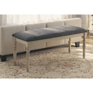 Sunvega 48 Inch Upholstered Rectangular Bench with Grey Solid Wood Legs
