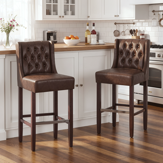 Sunvega Modern Minimalist Bar Stool with Metal Legs and High Density Fabric Seat