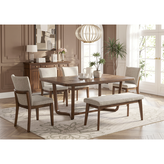 Sunvega Mid-Century Style Curved Back Upholstered Seat Dining Chairs 2pc Set