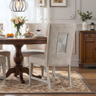 Sunvega Light Gray Poplar and Oak Veneer Dining Side Chair Set of 2