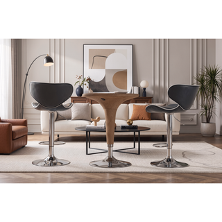 Sunvega Adjustable Swivel Barstool Set with Chrome Base and Faux Leather Seat
