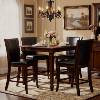 Sunvega Espresso Finish Dark Brown Faux Leather Upholstered Counter Height Chairs