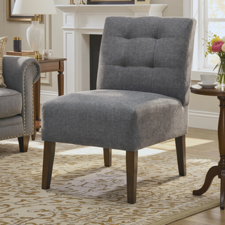 Sunvega Modern Gray Armless Accent Chair with Tufted Upholstery and Wood Legs