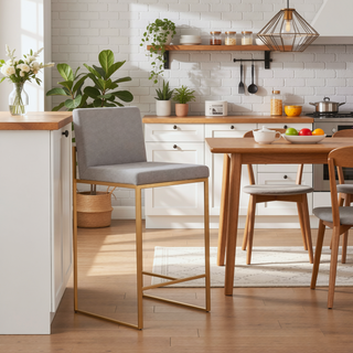Sunvega Fuji Contemporary High Back Counter Stool with Padded Seat in Grey