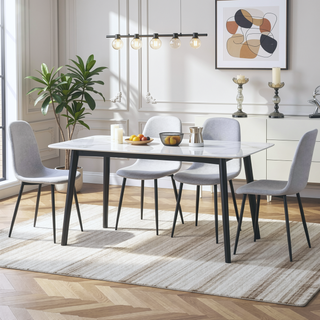 Sunvega Modern Medieval Style Dining Chairs with Velvet Cushions and Golden Metal Legs