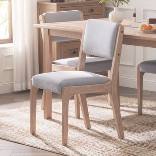 Sunvega Modern Farmhouse PU Dining Chairs with Thick Padded Seat and Solid Wood Legs