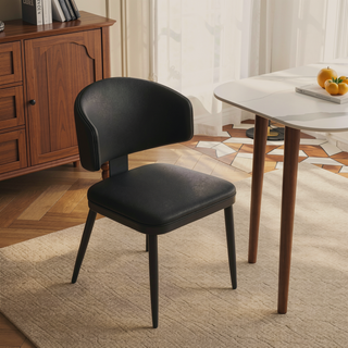 Sunvega Modern PU Leather and Metal Dining Chairs Set of 2 for Kitchen Dining Room
