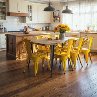 Sunvega High Gloss Yellow Metal Dining Chairs Set of 4 with 18 Inch Seat Height