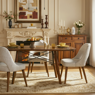 Sunvega Nola Textured Tan Upholstered Dining Chairs with Dark Brown Wood Legs Set of 2