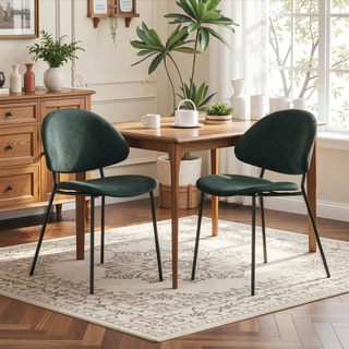 Sunvega Set of 4 Upholstered PU Leather Dining Chairs with Curved Backrest