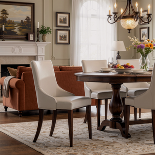 Sunvega Modern Upholstered Dining Chairs Set of 2 in Tan Faux Leather