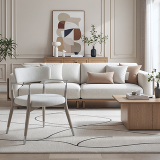 Sunvega Contemporary Grey Brushed Wood and Light Grey Fabric Upholstered Dining Chairs