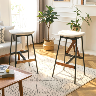Sunvega Modern Set of 2 Upholstered Bar Stools for Kitchen Island and Counter Height