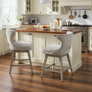 Sunvega Swivel Counter Stool with Solid Wood Frame and 360 Degree Rotation