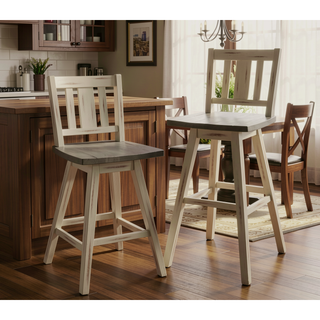 Sunvega Solid Rubberwood Counter Height Dining Table with Distressed Gray Finish