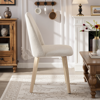 Sunvega Mid-Century Modern Dining Chairs with Upholstered Seat and Backrest Set of 2