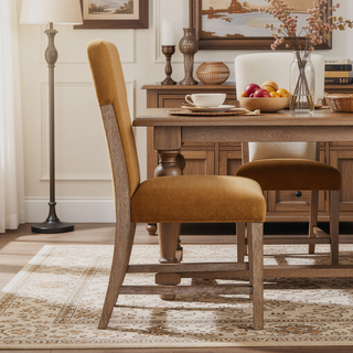 Sunvega Modern Wood Frame Dining Chairs with Plush Beige Chenille Upholstered Seat and Back