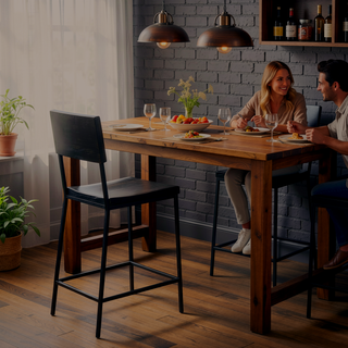 Sunvega Black Metal and Wood Finish Counter Stool with 300 lbs Capacity