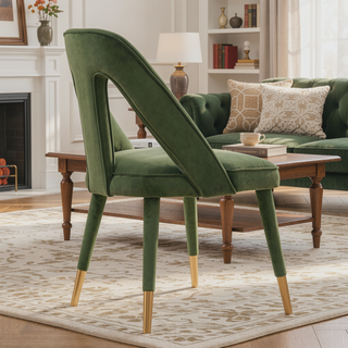 Sunvega Modern Velvet Upholstered Dining Chair with Gold Metal Tips for Dining Room