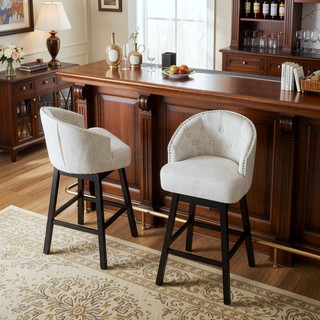 Sunvega 360 Swivel Upholstered Counter Stools Set of 2 with Backrest and Footrest