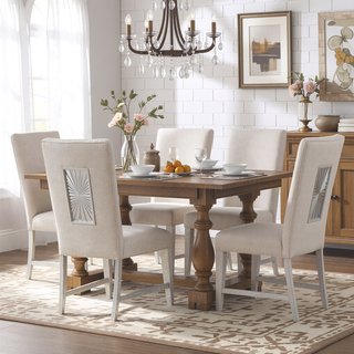Sunvega Light Gray Poplar and Oak Veneer Dining Side Chair Set of 2