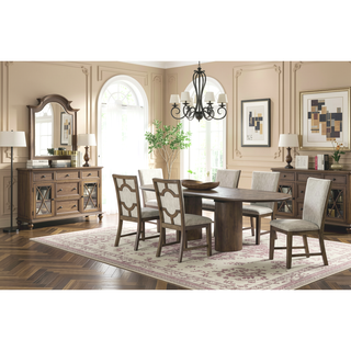 Sunvega Modern Farmhouse Upholstery Side Chairs with Splat Back in Oak Finish