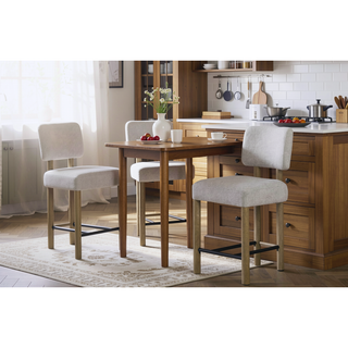 Sunvega Upholstered Counter Height Stool Set of 2 with Knotty Oak Frame and Performance Fabric