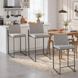 Sunvega Fuji High Back Counter Stool Set of 3 with Padded Seat and Backrest