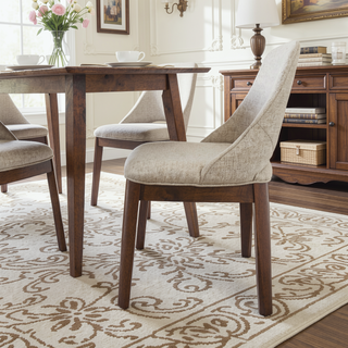 Sunvega Weston Dining Chair Set of 2 with Linen Upholstery and Full-Back Support