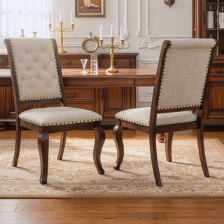 Sunvega Cream and Antique Java Upholstered Dining Chair with Tufted Back