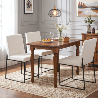 Sunvega High Back Upholstered Dining Chair with Padded Seat and Black Steel Frame