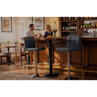 Sunvega Adjustable Hydraulic Swivel Bar Stool Set of 2 with Faux Leather Seat